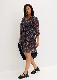 Mesh-Jerseykleid mit Volants, bonprix