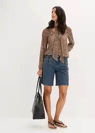 Mesh-Shirt mit Volant und Schluppe, bonprix