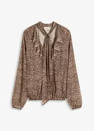 Mesh-Shirt mit Volant und Schluppe, bonprix