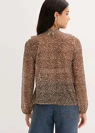 Mesh-Shirt mit Volant und Schluppe, bonprix