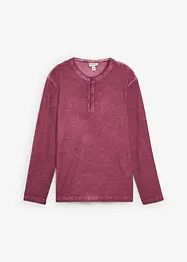Henleyshirt, Langarm in gewaschener Optik aus reiner Bio-Baumwolle, bonprix