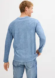 Henleyshirt, Langarm in gewaschener Optik aus reiner Bio-Baumwolle, bonprix