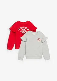 Lot de 2 sweats doux en coton mélangé, bonprix