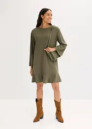 Kurzes Kleid mit Volant aus Punto di Roma, bonprix