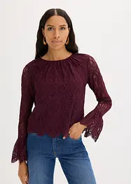Spitzen-Bluse mit Volants, bonprix