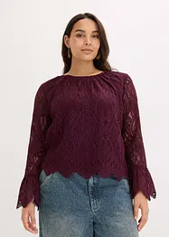 Spitzen-Bluse mit Volants, bonprix