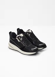 Stylischer Tamaris Sneaker mit glitzerndem Obermaterial und Details in Schlangen- und Lackoptik, Tamaris