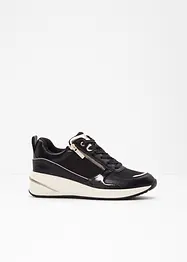Stylischer Tamaris Sneaker mit glitzerndem Obermaterial und Details in Schlangen- und Lackoptik, Tamaris
