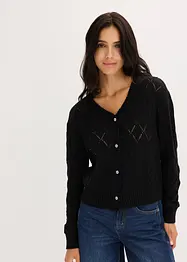 Ajour-Strickjacke aus Baumwolle, bonprix