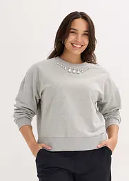 Oversize-Sweatshirt mit Strass aus Baumwolle, bonprix