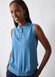 Feinstricktop mit Seidenanteil und Polokragen, bonprix