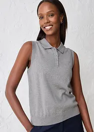 Feinstricktop mit Seidenanteil und Polokragen, bonprix