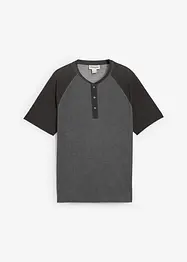 T-shirt délavé col tunisien 100% coton, bonprix