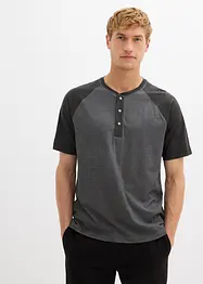 T-shirt délavé col tunisien 100% coton, bonprix