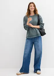 Sweat à empiècement en dentelle, bonprix