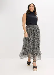 Jupe en jersey-mesh à taille élastiquée, bonprix