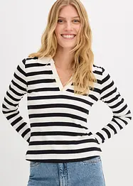 Langarm-Poloshirt aus Rippe, bonprix