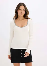 Feinstrickpullover mit Schmuck-Detail, bonprix