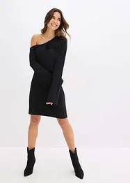 Robe en maille avec fleurs appliquées, bonprix