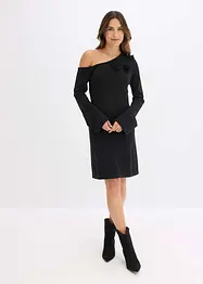 Robe en maille avec fleurs appliquées, bonprix
