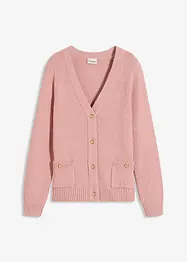 Melange Strickjacke mit goldfarbigen Knöpfen, bonprix