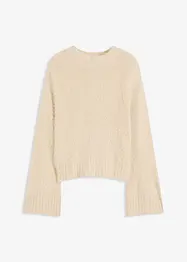 Boxy-Pullover aus flauschigem Federgarn, bonprix