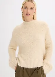 Boxy-Pullover aus flauschigem Federgarn, bonprix