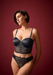 Soutien-gorge balconnet en polyamide brillant avec dentelle à franges, bonprix