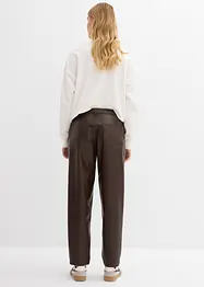 Lederimitat-Hose im Barrel Shape, Mid Waist, bonprix