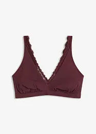 Geripptes Bralette mit Bio-Baumwolle und Spitze, bonprix