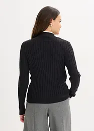 Gerippter Feinstrickpullover mit Viskose in 2 in 1 Optik, bonprix