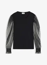 Feinstrickpullover mit Meshärmeln, bonprix
