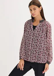 Gemusterte Chiffon-Bluse mit Stickerei, bonprix