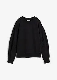 Sweat-shirt en coton à large col côtelé, bonprix