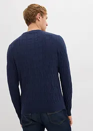 Pull à motif torsadé en maille 100% coton, bonprix