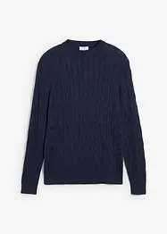 Pull à motif torsadé en maille 100% coton, bonprix