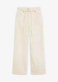 Pantalon large en velours côtelé avec ceinture à nouer, bonprix