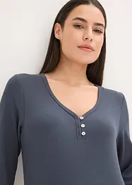 Pyjama mit Rippshirt und Flanellhose aus Glitzergarn, bonprix
