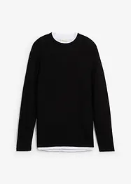 Pullover in 2 in 1 Optik mit Baumwolle, bonprix