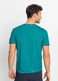 T-shirt col tunisien, aspect délavé, 100% coton, bonprix