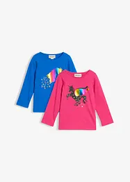 Lot de 2 T-shirts manches longues 100% coton, bonprix