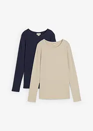 Gerippte Umstandsshirts aus reiner Baumwolle (2er Pack), bonprix