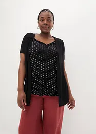 T-shirt 2en1 col V, manches courtes, bonprix