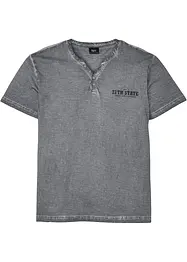 Henleyshirt, Kurzarm in gewaschener Optik aus reiner Baumwolle, bonprix