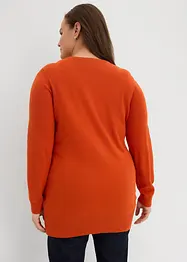 Pull long basique à col V, bonprix