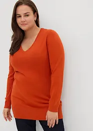 Pull long basique à col V, bonprix