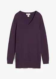 Pull long basique à col V, bonprix