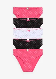 Lot de 5 slips coton avec nœud en satin, bonprix