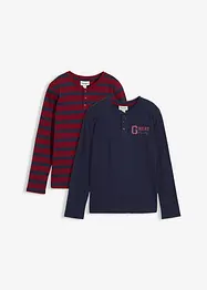 Henleyshirt aus reiner Bio-Baumwolle (2er Pack), bonprix