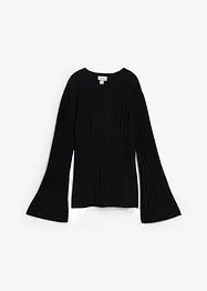 Pull plissé en fine maille en viscose mélangée, bonprix
